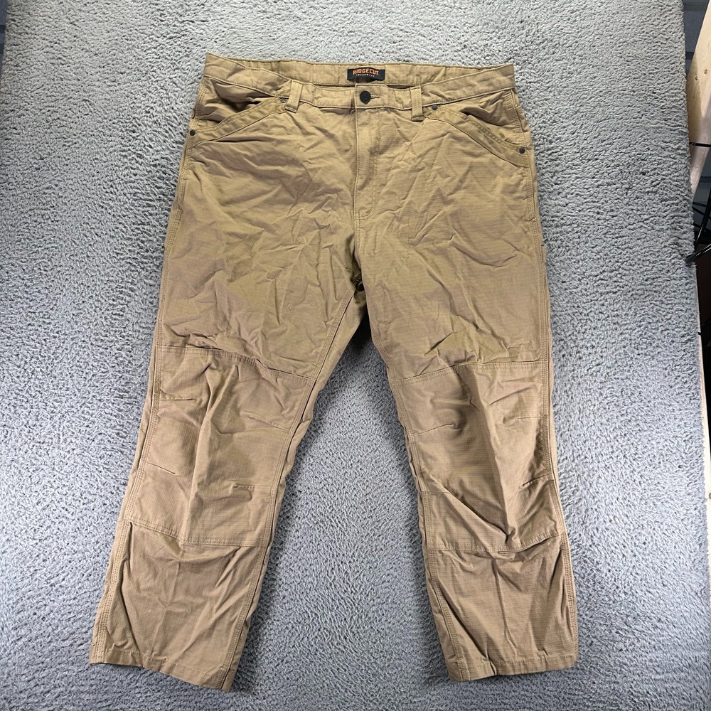 Ridgecut Toughwear Pant Men's 44x30 Beige Cotton Carpenter Straight Leg Ripstop